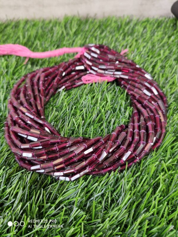 Garnet Tube Shape Beads, Garnet Gemstone Beads 3.5x5.5-3.5x7 MM, Garnet Faceted Pipe Shape Beads, Garnet Handmade Beads 13" - Image 5