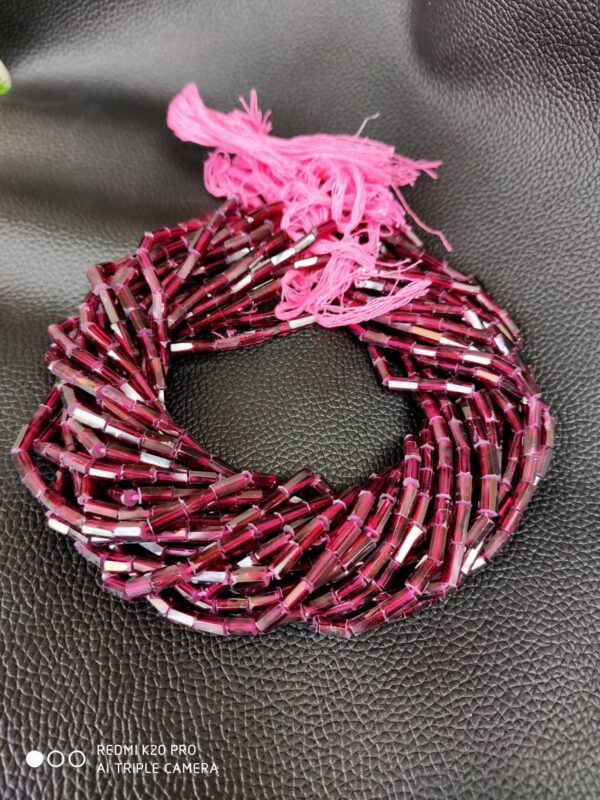 Garnet Tube Shape Beads, Garnet Gemstone Beads 3.5x5.5-3.5x7 MM, Garnet Faceted Pipe Shape Beads, Garnet Handmade Beads 13" - Image 4