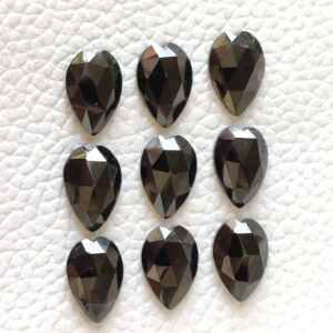 Black Spinel Carving Pear Shape Rose Cuts, Black Spinel Carving Shape Rose Cuts, Black Spinel Gemstone Shape Rose Cuts 7x9 MM 10 Pc