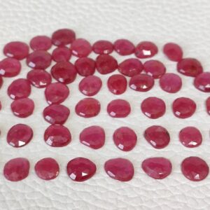 Natural Ruby Rose Faceted Gemstone Slices 5-6mm, Loose Gemstone for Jewelry Making, Handcrafted Loose Stones For Jewelry Designers 50 Pc