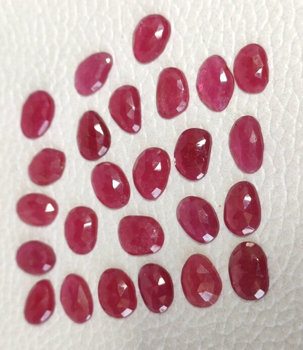Ruby Rose Cuts, Ruby Gemstone Shape Rose Cuts 5.5x8.5-7x9 MM, Ruby Fancy Shape Rose Cuts, Ruby Faceted Cabochons, Ruby Shape Rose Cuts 25 Pc - Image 3