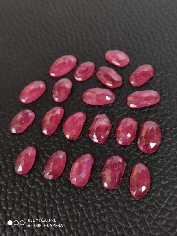 Ruby Rose Cuts, Ruby Gemstone Shape Rose Cuts 5.5x8.5-7x9 MM, Ruby Fancy Shape Rose Cuts, Ruby Faceted Cabochons, Ruby Shape Rose Cuts 25 Pc