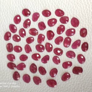 Ruby Fancy Shape Rose Cuts 5.5x7.5 MM Approx, AAA Grade Ruby Roundel Fancy Shape Rose Cuts, Ruby Gemstone Shape Faceted Cabochons 25 Pc