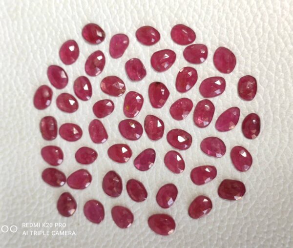 Ruby Fancy Shape Rose Cuts 5.5x7.5 MM Approx, AAA Grade Ruby Roundel Fancy Shape Rose Cuts, Ruby Gemstone Shape Faceted Cabochons 25 Pc