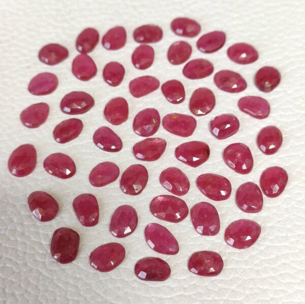 Ruby Fancy Shape Rose Cuts 5.5x7.5 MM Approx, AAA Grade Ruby Roundel Fancy Shape Rose Cuts, Ruby Gemstone Shape Faceted Cabochons 25 Pc - Image 2