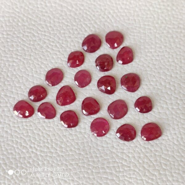 Ruby Rose Cuts, Ruby Gemstone Shape Rose Cuts, Ruby Fancy Shape Rose Cuts, Ruby Faceted Cabochons, Ruby Shape Rose Cuts 7.5x8 MM Appr. 25 Pc - Image 2