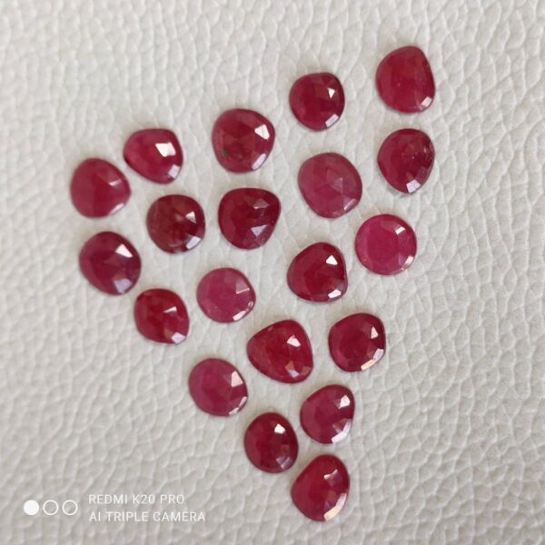 Ruby Fancy Shape Rose Cuts, AAA Grade Ruby Shape Rose Cuts, Ruby Gemstone Shape Rose Cuts, Ruby Faceted Cabochons 6.5x8.5-7x9 MM 25 Pc