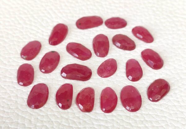 Ruby Rose Cuts, Ruby Fancy Oval Shape Rose Cuts, Top Quality Ruby Shape Rose Cuts, Ruby Gemstone Shape Rose Cuts 5.5x10 MM Approx 20 Pc - Image 3