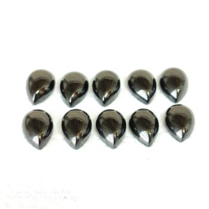 Black Spinel Pear Shape Cabochons, Natural Black Spinel Gemstone Shape Cabochons 8x10 MM, Black Spinel Shape Cbaochons, Handmade Cabs 10 Pc