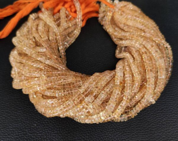 Citrine Heishi Beads 4-6 MM, Citrine Gemstone Heishi Beads,  Natural Citrine Heishi Beads, Citrine Loose Beads 16" - Image 2