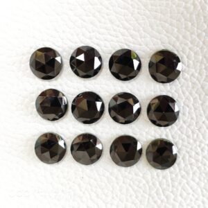 8 MM Roundel Shape Black Spinel Rose Cuts, Black Spinel Shape Rose Cuts, Black Spinel Gemstone Shape Rose Cuts, Handmade Coin Rose Cuts 10Pc