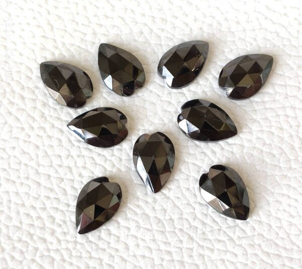 Black Spinel Carving Pear Shape Rose Cuts, Black Spinel Carving Shape Rose Cuts, Black Spinel Gemstone Shape Rose Cuts 7x9 MM 10 Pc - Image 2