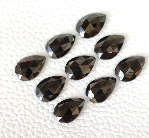 Black Spinel Carving Pear Shape Rose Cuts, Black Spinel Carving Shape Rose Cuts, Black Spinel Gemstone Shape Rose Cuts 7x9 MM 10 Pc - Image 3