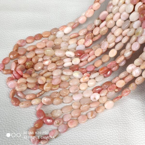 Pink Opal Oval Shape Beads, Pink Opal Buff oval Shape Beads, Pink Opal Gemstone Shape Beads, Pink Opal Oval Shape Loose Beads 7x8-7x10 MM 8" - Image 2
