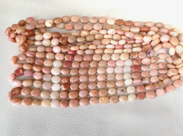 Pink Opal Oval Shape Beads, Pink Opal Buff oval Shape Beads, Pink Opal Gemstone Shape Beads, Pink Opal Oval Shape Loose Beads 7x8-7x10 MM 8" - Image 3