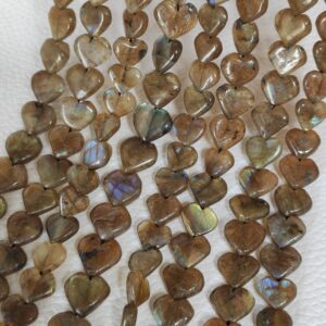 Labradorite Heart Shape Beads 8-11 MM, Labradorite Gemstone Shape Beads, Labradorite Shape Beads, Labradorite Handmade Loose Beads 8"