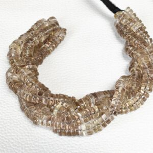 Smokey Quartz Roundel Heishi Beads, Stone Round Shape Heishi Beads, Smokey Quartz Gemstone Heishi Beads 4-6 MM, Handmade Heishi Beads 16"