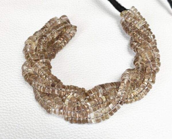 Smokey Quartz Roundel Heishi Beads, Stone Round Shape Heishi Beads, Smokey Quartz Gemstone Heishi Beads 4-6 MM, Handmade Heishi Beads 16"