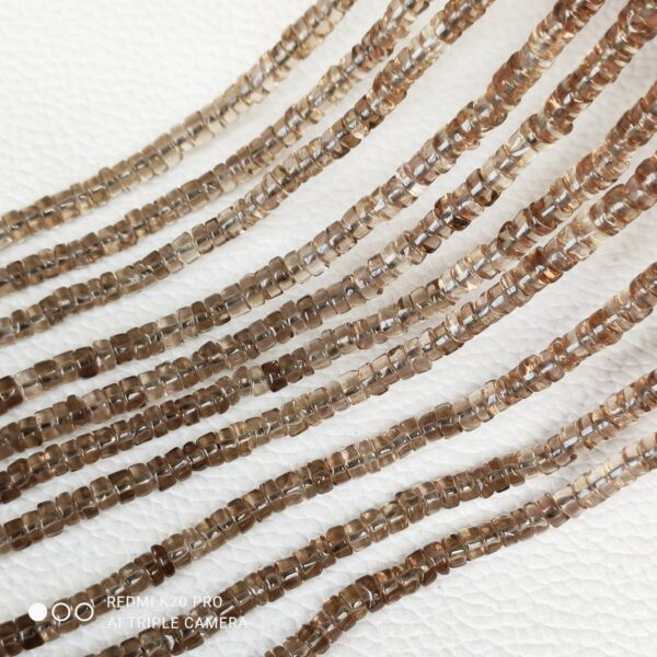 Smokey Quartz Roundel Heishi Beads, Stone Round Shape Heishi Beads, Smokey Quartz Gemstone Heishi Beads 4-6 MM, Handmade Heishi Beads 16" - Image 3