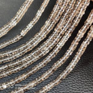 Smokey Quartz Roundel Heishi Beads 4-6 MM, Stone Round Shape Heishi Beads, Smokey Quartz Gemstone Heishi Beads, Handmade Heishi Beads 8"