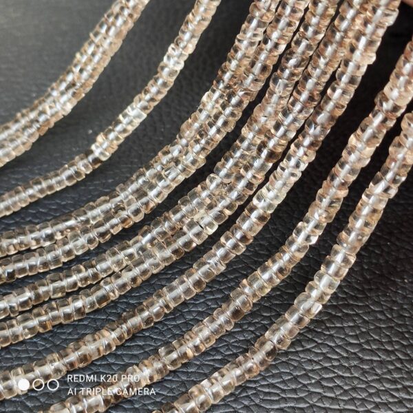 Smokey Quartz Roundel Heishi Beads, Stone Round Shape Heishi Beads, Smokey Quartz Gemstone Heishi Beads 4-6 MM, Handmade Heishi Beads 16" - Image 4