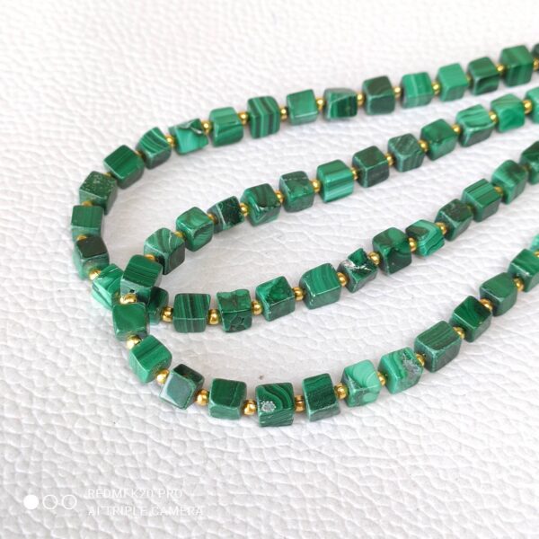 Malachite Cube Shape Beads 4.5-5 MM, Malachite Box shape Beads, Malachite Shape Beads, Malachite Shape Loose Beads 10" - Image 4