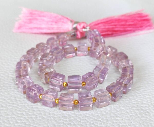Pink Amethyst Cube Shape Beads, Pink Amethyst Shape Beads 5 MM, Pink Amethyst Gemstone Shape Beads, Amethyst Box Shape Loose Beads 10" - Image 4