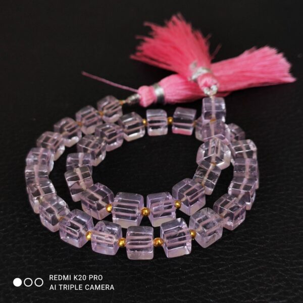 Pink Amethyst Cube Shape Beads, Pink Amethyst Shape Beads 5 MM, Pink Amethyst Gemstone Shape Beads, Amethyst Box Shape Loose Beads 10"