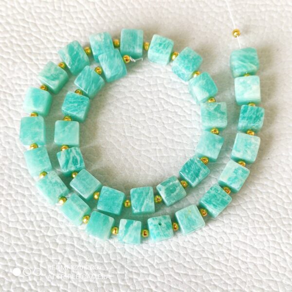 Amazonite Box Shape Beads 6-6.5 MM, Amazonite Gemstone Shape Beads, Amazonite Cube Shape Beads, Amazonite Shape Loose Beads With Tassel 10" - Image 4