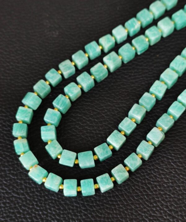 Amazonite Box Shape Beads 6-6.5 MM, Amazonite Gemstone Shape Beads, Amazonite Cube Shape Beads, Amazonite Shape Loose Beads With Tassel 10" - Image 3