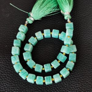Amazonite Box Shape Beads 6-6.5 MM, Amazonite Gemstone Shape Beads, Amazonite Cube Shape Beads, Amazonite Shape Loose Beads With Tassel 10"