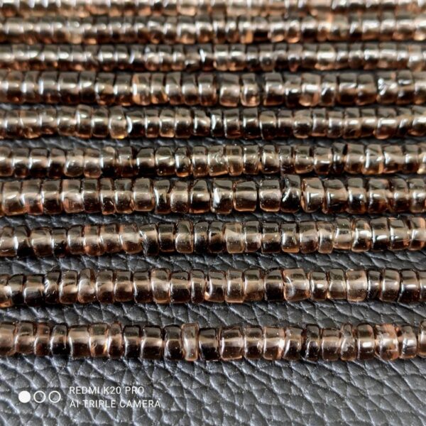 Smokey Quartz Round Shape Heishi Beads, Smokey Quartz Gemstone Shape Loose Beads 6-7 MM, Dark Color Smokey Quartz Shape Heishi Beads 16" - Image 4