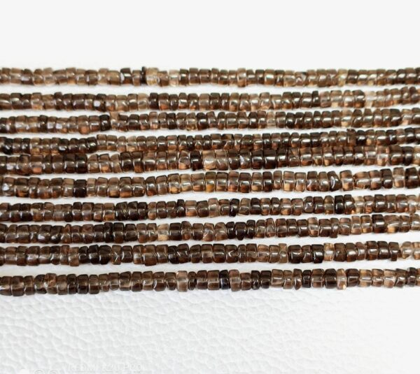 Smokey Quartz Roundel Heishi Beads 4-6 MM, Stone Round Shape Heishi Beads, Smokey Quartz Gemstone Heishi Beads, Handmade Heishi Beads 8" - Image 5