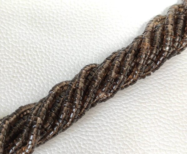 Smokey Quartz Round Shape Heishi Beads, Smokey Quartz Gemstone Shape Loose Beads 6-7 MM, Dark Color Smokey Quartz Shape Heishi Beads 8"