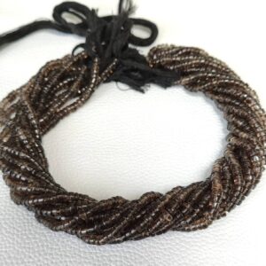 Smokey Quartz Round Shape Heishi Beads, Smokey Quartz Gemstone Shape Loose Beads 6-7 MM, Dark Color Smokey Quartz Shape Heishi Beads 16"