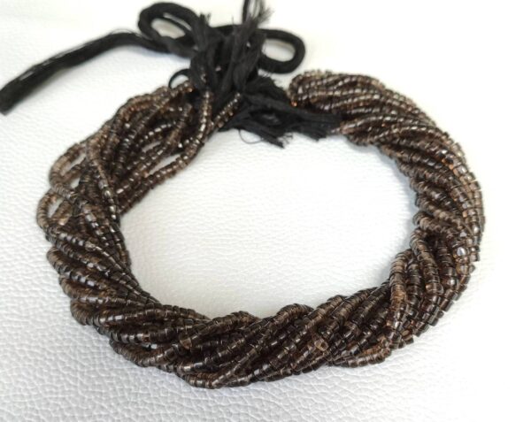 Smokey Quartz Round Shape Heishi Beads, Smokey Quartz Gemstone Shape Loose Beads 6-7 MM, Dark Color Smokey Quartz Shape Heishi Beads 16"