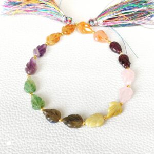 Rose Quartz Leaf Shape Carving Beads 7x10-8x11 MM, Multi Gemstone Shape Carving Beads, Garnet Shape Carving Loose Beads, Handmade Beads 8"