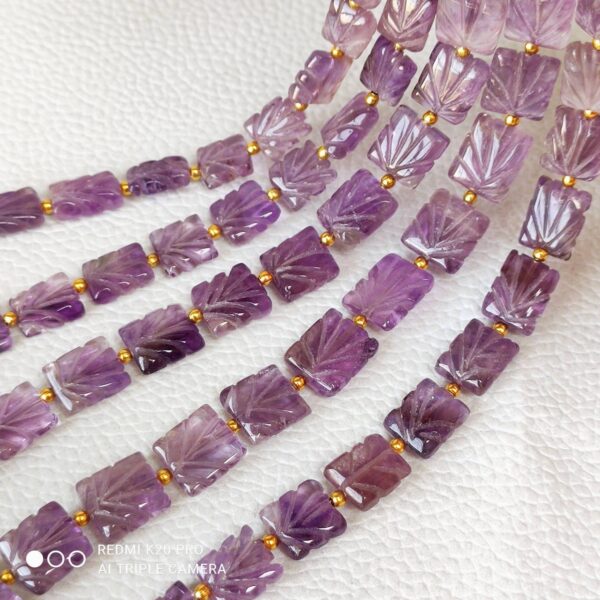 Amethyst Rectangle shape Carving beads 8x10-9x10 MM, Amethyst Shape Carved Beads, Amethyst Gemstone Shape Beads, Amethyst Beads Tassel 8" - Image 5