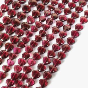 Garnet Heart Shape Beads 6 MM, Garnet Gemstone Shape Beads, Garnet Polygon Shape Beads, Garnet Shape Handmade Beads, Gemstone Beads 13"