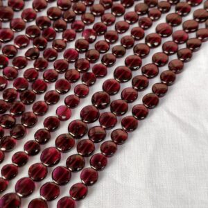 Garnet Round Shape Beads, Garnet Gemstone Shape Beads, Garnet Roundel Shape Beads 6.5 MM, Garnet Polygon Shape Beads 13"