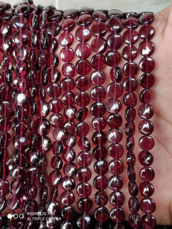 Garnet Round Shape Beads, Garnet Gemstone Shape Beads, Garnet Roundel Shape Beads 6.5 MM, Garnet Polygon Shape Beads 13" - Image 5