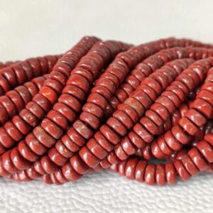 Red Jasper Round Heishi Beads, Red Jasper Shape Heishi Beads, Red Jasper Gemstone Shape Heishi Beads, Jasper Loose Heishi Beads 6.5-7 MM 8"