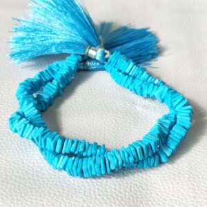 Turquoise Square Shape Heishi Beads, Turquoise Gemstone Shape Heishi Beads, Turquoise Shape Heishi Loose Beads With Tassel 6.5 MM 8"