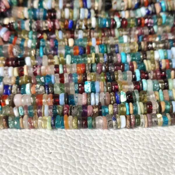 Multi Gemstone Roundel Heishi Beads 4-6 MM, Multi Stone Shape Heishi Beads, Gemstone Shape Heishi Beads, Multi Gemstone Tyre Shape Beads 8" - Image 2