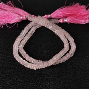 Rose Quartz Round Shape Heishi Beads, Rose Quartz Gemstone Shape Heishi Beads 5-5.5 MM, Rose Quartz Shape Handmade Heishi Beads Tassel 8"