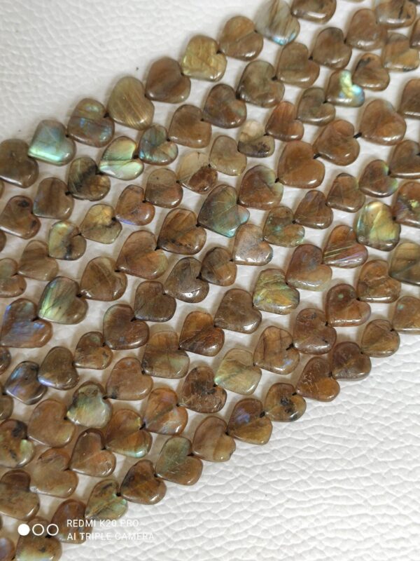 Labradorite Heart Shape Beads 8-11 MM, Labradorite Gemstone Shape Beads, Labradorite Shape Beads, Labradorite Handmade Loose Beads 8" - Image 2