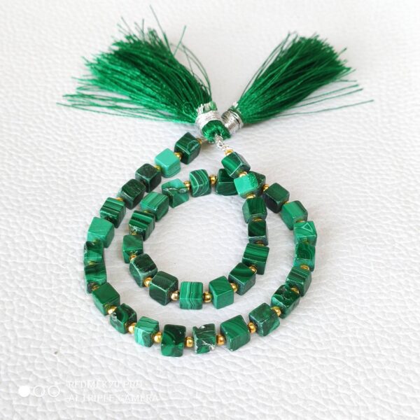 Malachite Cube Shape Beads 4.5-5 MM, Malachite Box shape Beads, Malachite Shape Beads, Malachite Shape Loose Beads 10" - Image 2