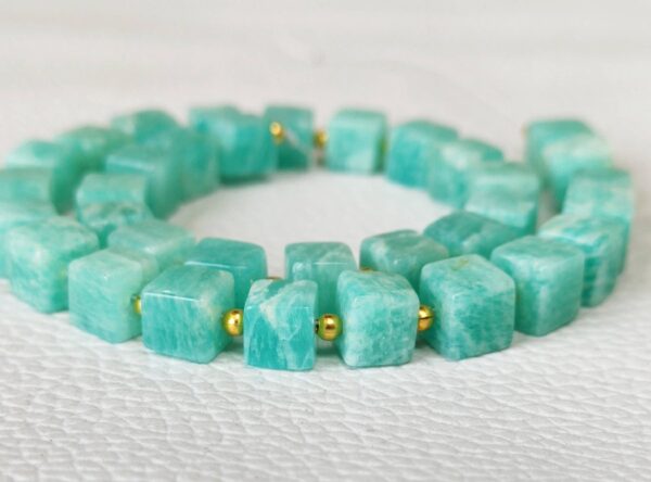 Amazonite Box Shape Beads 6-6.5 MM, Amazonite Gemstone Shape Beads, Amazonite Cube Shape Beads, Amazonite Shape Loose Beads With Tassel 10" - Image 5