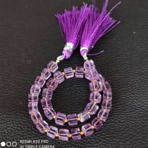 Amethyst Box Shape Beads, Amethyst Shape Beads With Tassel, Amethyst Gemstone Shape beads 4-5 MM, Amethyst Cube Shape Handmade Beads 10"
