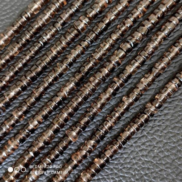 Smokey Quartz Round Shape Heishi Beads, Smokey Quartz Gemstone Shape Loose Beads 6-7 MM, Dark Color Smokey Quartz Shape Heishi Beads 16" - Image 2